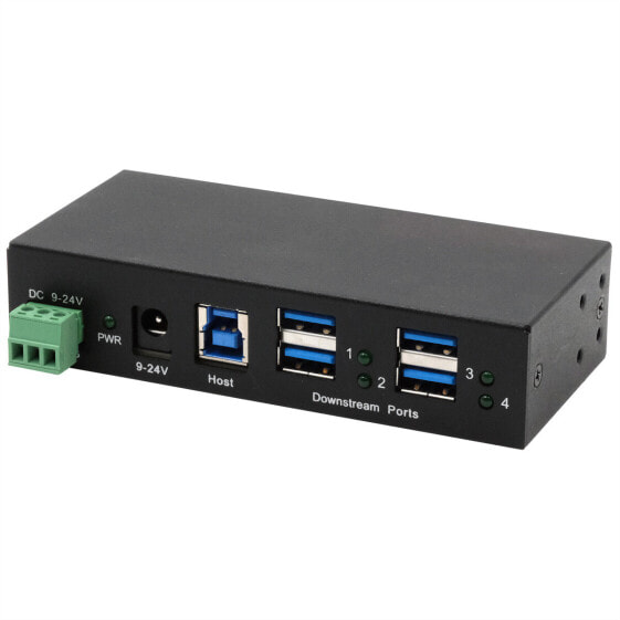 Exsys GmbH 4-Port USB 3.2 Gen 1 Metall HUB DIN-Rail 15KV ESD Schutz Tiveco