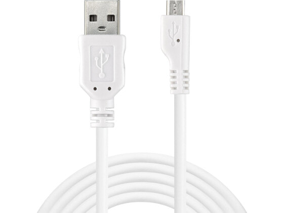 SANDBERG MicroUSB Sync/Charge Cable 3m - 3 m - USB A - Micro-USB B - USB 2.0 - Male/Male - White