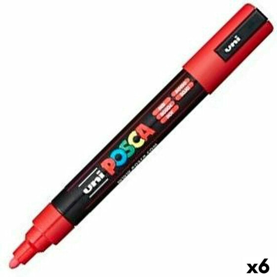 Ручка акриловая POSCA PC-5M Красная 6 штук