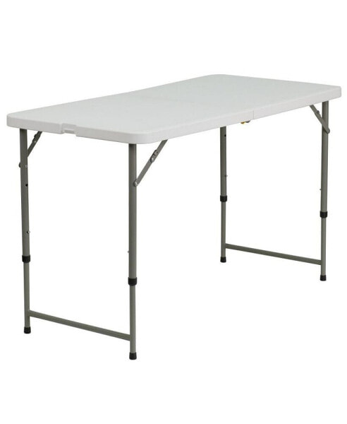 4-Foot Height Adjustable Bi-Fold Plastic Folding Table