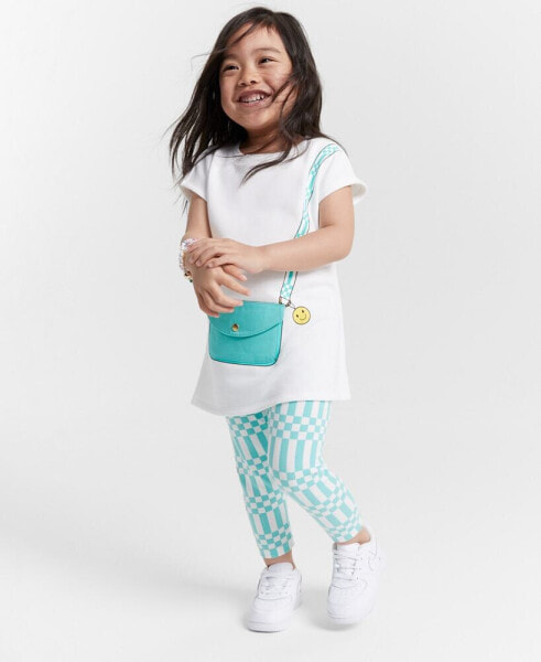 Toddler Girls 2-Pc. Smiley Charm Tunic & Check French Terry Leggings Set. Created for Macy's