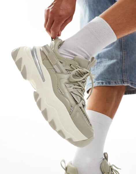 ASOS DESIGN chunky trainers in beige