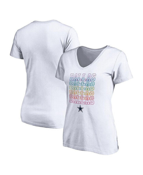 Women's White Dallas Cowboys City Pride V-Neck T-shirt