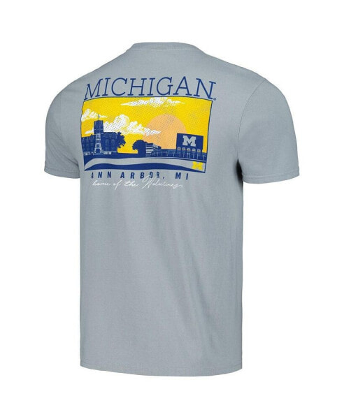 Men's Gray Michigan Wolverines Campus Scene Comfort Colors T-shirt
