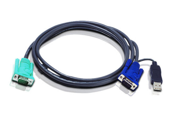 ATEN USB KVM Cable 1,2m, 1.2 m, VGA, Black, HD-15 + USB A, SPHD-15, Male