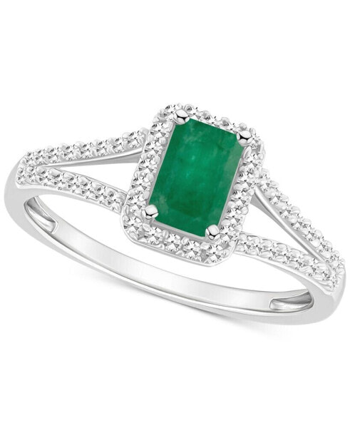 Кольцо Macy's Emerald & Diamond Split Shank