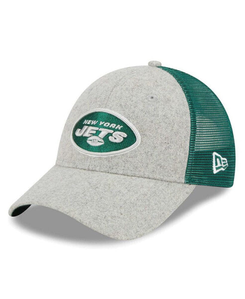 Men's Heather Gray/Green New York Jets Pop Trucker 9FORTY Adjustable Hat