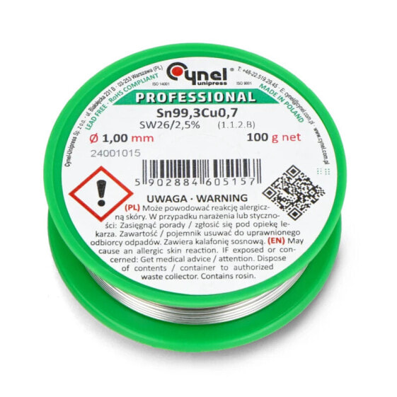 Solder Cynel LC99,3 SW26 100g/1mm - lead-free