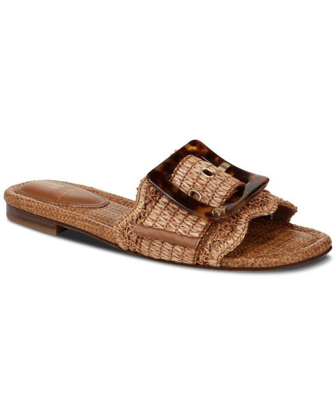 Women's Bambi Raffia Buckle Slide Sandals