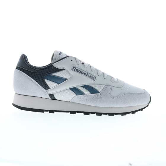 Reebok Classic Leather Mens Gray Leather Lace Up Lifestyle Sneakers Shoes