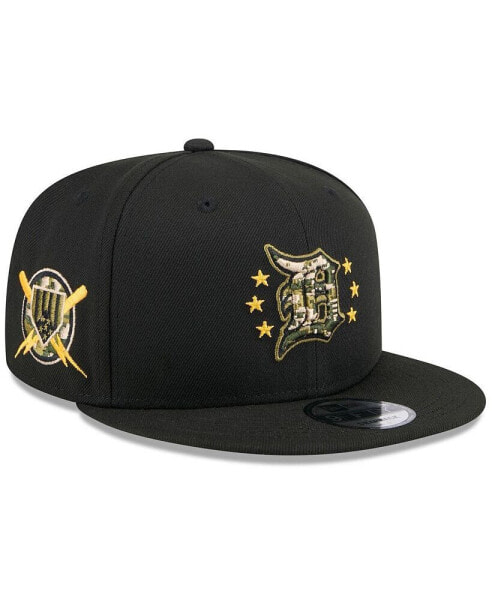 Men's Black Detroit Tigers 2024 Armed Forces Day 9FIFTY Snapback Hat