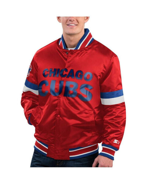 Куртка мужская домашняя с варсити-коллекцией Starter "Чикаго Кабс" с красной потертой отделкой