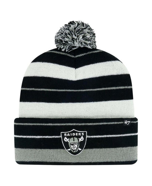 Men's Black Las Vegas Raiders Powerline Cuffed Knit Hat with Pom