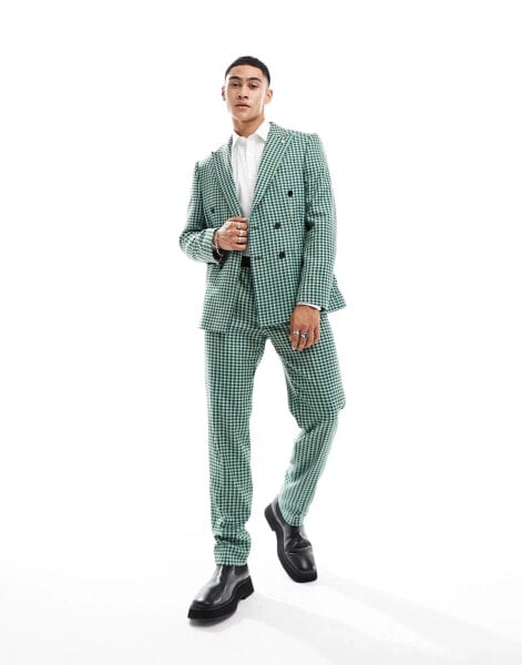 Twisted Tailor morrison check suit trousers in green