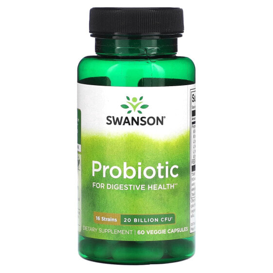 Пробиотик для пищеварительной системы Swanson, 20 миллиардов КОЕ, 60 капсул "Вегги"