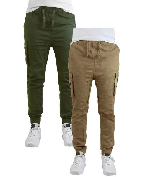 Men's Cotton Stretch Twill Cargo Joggers, Pack of 2