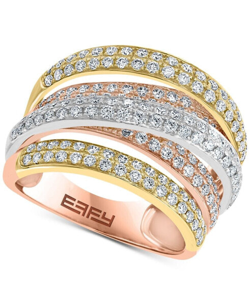 EFFY® Diamond Multirow Crossover Statement Ring (1-3/8 ct. t.w.) in 14k Gold, White Gold & Rose Gold