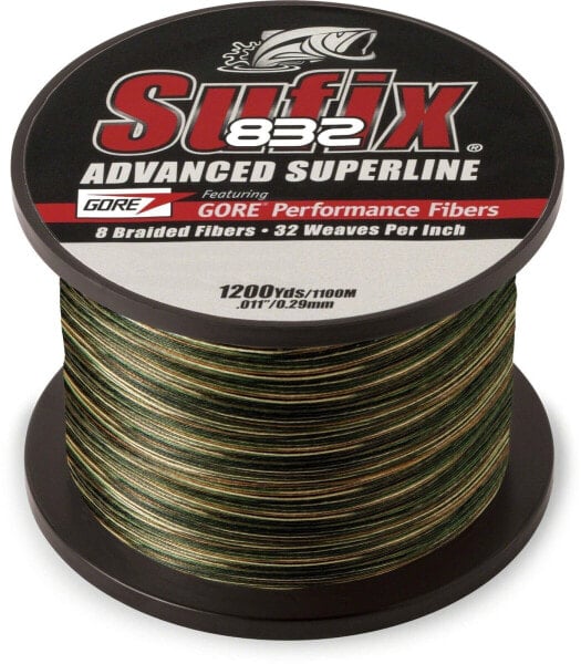 Sufix 832 Braided Fishing Line 20 Lb | Green Camo | 1200 Yards