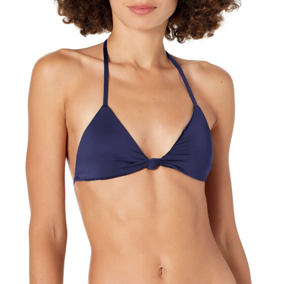 Bikini Lab 247681 Womens Triangle Halter Swimsuit Top Midnight/Solid Size Large