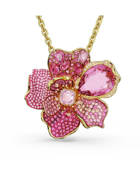 Swarovski crystal Pave Flower Florere Pendant Necklace And Brooch