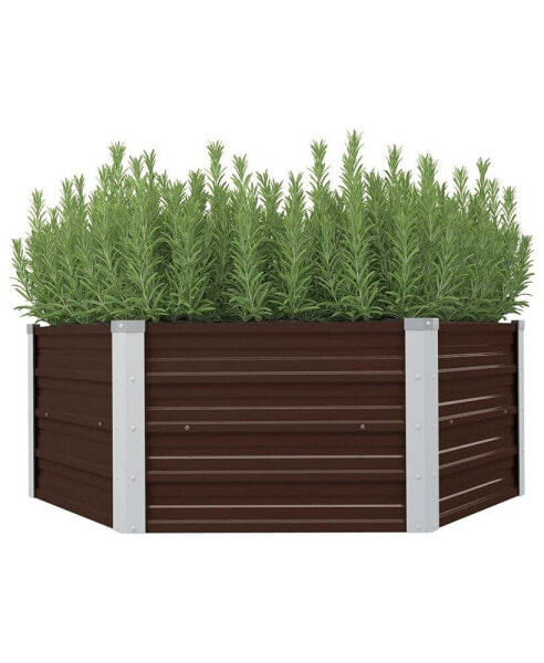 Raised Garden Bed Brown 50.8"x50.8"x18.1" Galvanized Steel