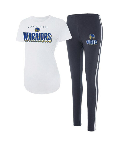 Women's White, Charcoal Golden State Warriors Sonata T-shirt and Leggings Sleep Set