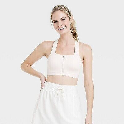 Women's Sculpt High Support Zip-Front Sports Bra - All In Motion Cream 36DD