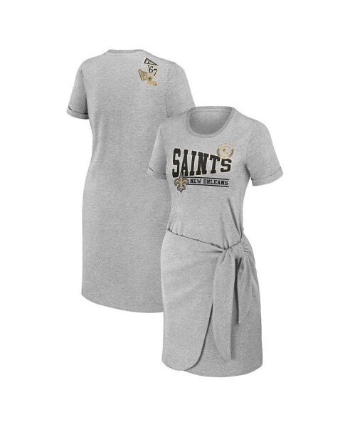 Women's Heather Gray New Orleans Saints Knotted T-shirt Dress