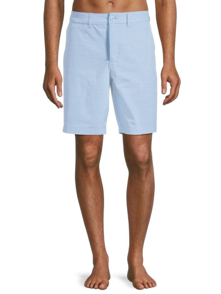 George 9" Hybrid Swim Shorts Men's Blue Fin Stretch Relaxed Fit Pockets Zip Fly