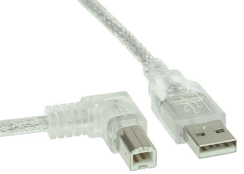 InLine USB 2.0 Cable left angled Type A male / B male transparent 2m