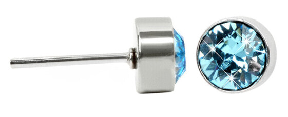 Chaton Aquamarine fine steel stud earrings
