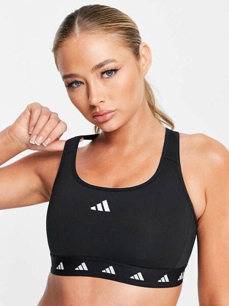 adidas Training Techfit medium support bra in black