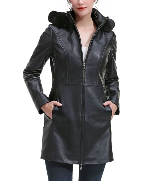 Petite Women Greta Leather Parka Coat