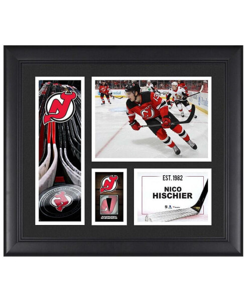 Nico Hischier New Jersey Devils Framed 15" x 17" Player Collage with a Piece of Game-Used Puck