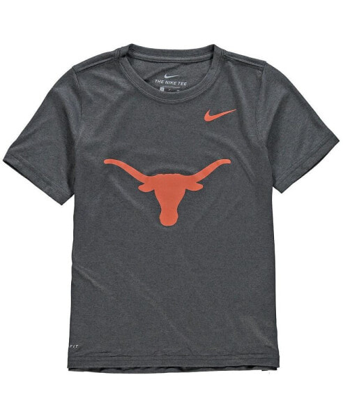 Big Boys Anthracite Texas Longhorns Logo Legend Performance T-shirt
