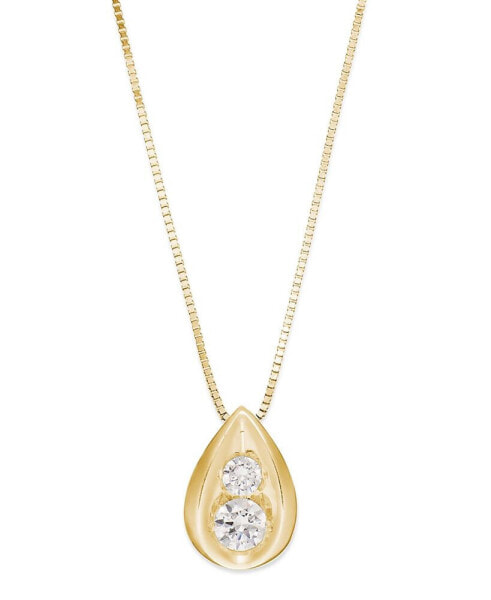Diamond Teardrop Pendant Necklace in 14k Yellow or White Gold (1/4 ct. t.w.)