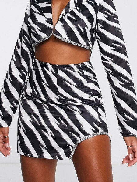 I Saw It First mini skirt with embellishment trim co-ord in zebra