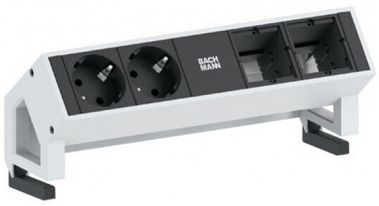 Bachmann 2x Schuko 2x Custom Modules RAL9010 - 2 AC outlet(s) - Type F - Aluminum - Plastic - Black,White - Aluminum - Plastic