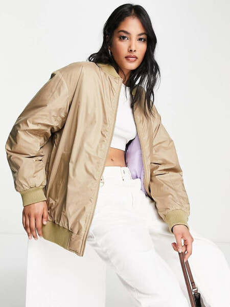 ASOS DESIGN bomber jacket in camel