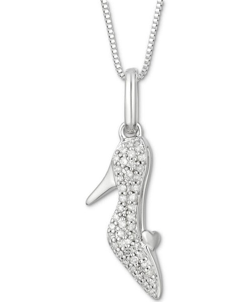 Diamond Cinderella Slipper Pendant Necklace (1/10 ct. t.w.) in Sterling Silver, 16" + 2" extender