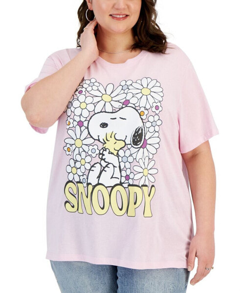 Trendy Plus Size Snoppy Flower Graphic T-Shirt