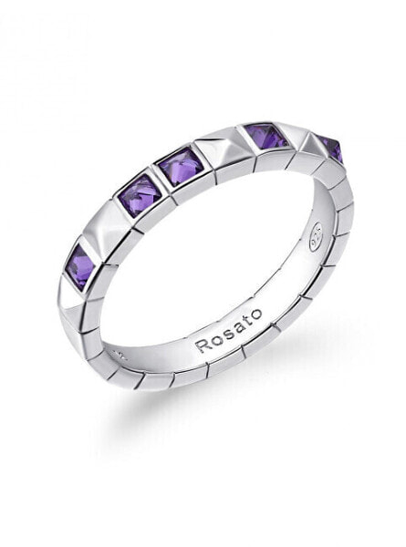 Playful silver ring with cubic zirconia RZCU92