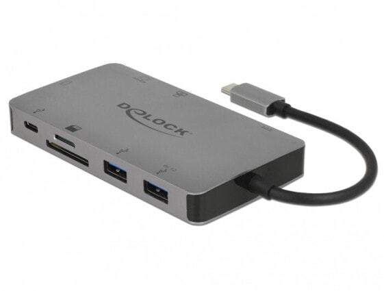 Delock 87735 - Wired - USB 3.2 Gen 1 (3.1 Gen 1) Type-C - Grey - SD - SDHC - SDXC - 3840 x 2160 pixels - 110 mm