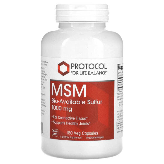 Витамин C Protocol For Life Balance MSM 1,000 мг 180 растительных капсул