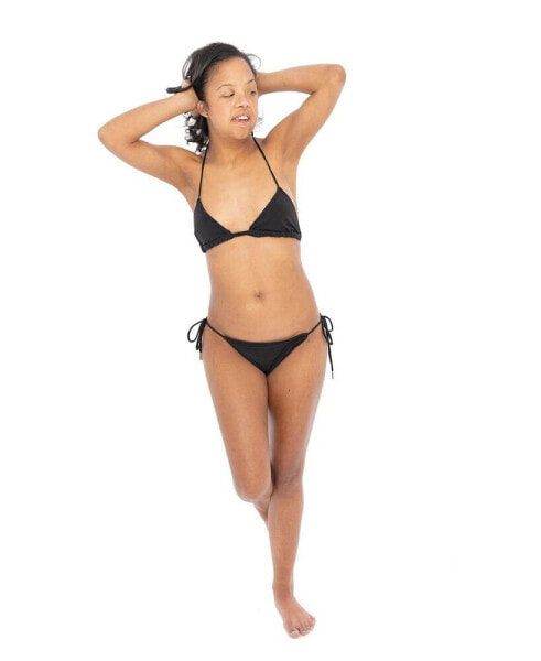 Women's Frenchie Black Two Piece Tri String Bikini