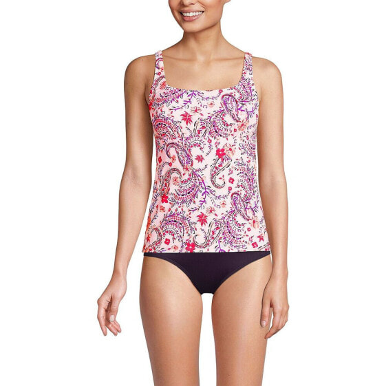 Women's Mastectomy Chlorine Resistant Square Neck Tankini Swimsuit Top Adjustable Straps