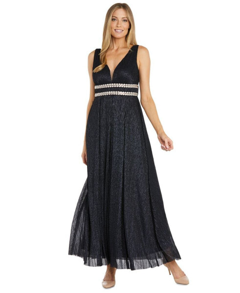 Women's Embellished Metallic Gown