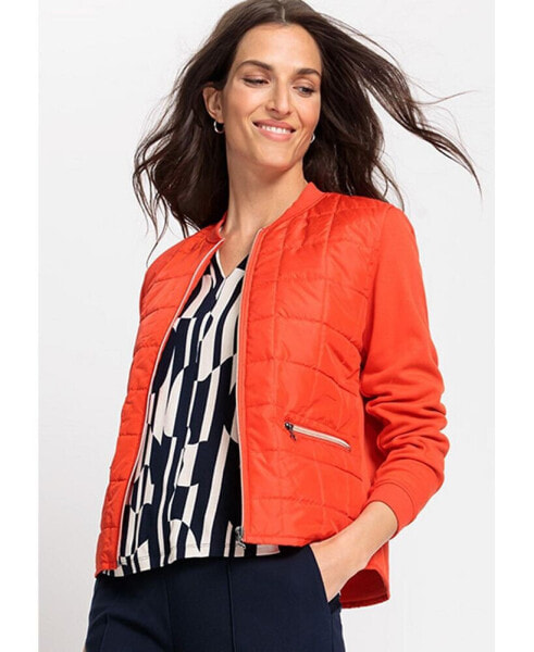 Women's Mixed Media Zip Front Jacket