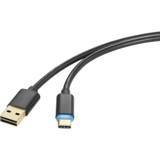 Renkforce RF-4758090 - 1.5 m - USB A - USB C - USB 2.0 - 480 Mbit/s - Black