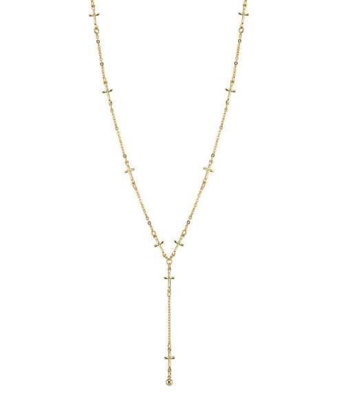 14K Gold Tone Cross Chain Y Necklace 15" Adjustable